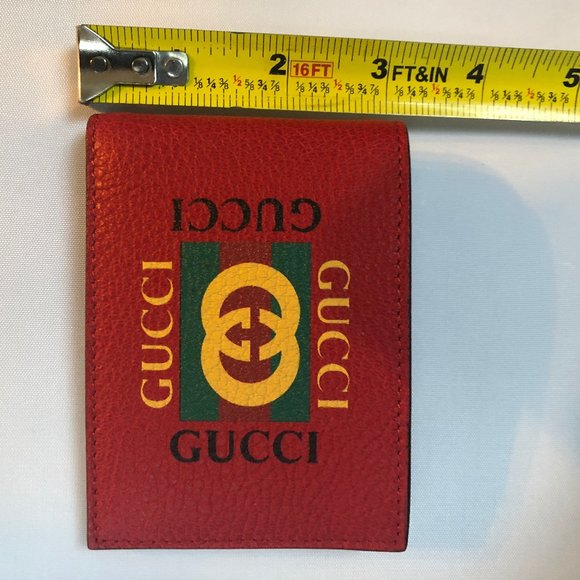 NWT Gucci Print Leather Mini Bi-fold Wallet in Red - Picture 7 of 8